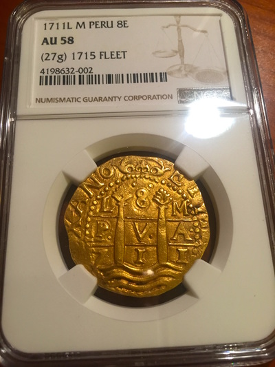 Peru 8 Escudos 1711 "1715 Plate Fleet" NGC 58 4