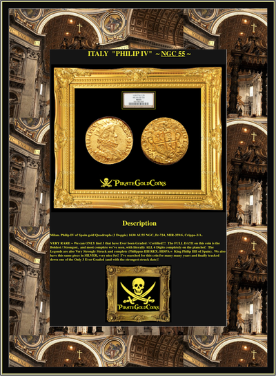 ITALY   1630  2 DOPPIE   "KING PHILIP IV"  ~ NGC 55 ~ 6