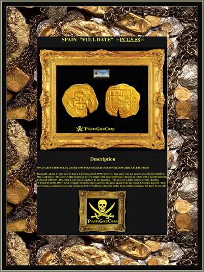 Spain 2 Escudos 1595 "Full Dated" PCGS 58 5
