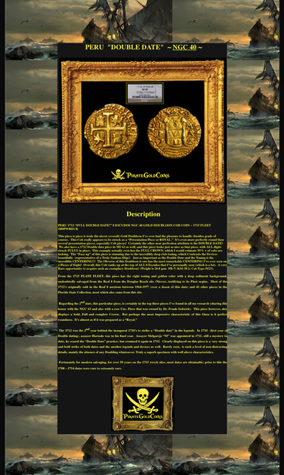 Peru 8 Escudos 1712 "1715 Plate Fleet" NGC 40 Full Double Date 7
