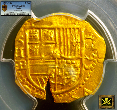 Spain 2 Escudos 1595 "Full Dated" PCGS 58 2