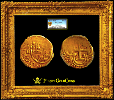 Spain 2 Escudos 1556-98  PCGS 35 2