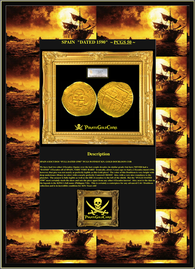 Spain 4 Escudos 1590 "Full Date" PCGS 50 Finest Known 5