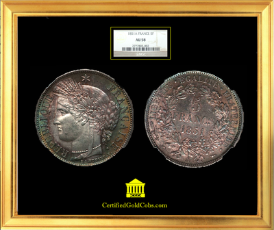 FRANCE   1851-A  5 francs  ~ NGC 58 ~ 3