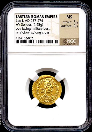 EASTERN ROMAN EMPIRE  "LEO I"  457-474 AD  ~ NGC MS 5x4 ~  SOLIDUS 2