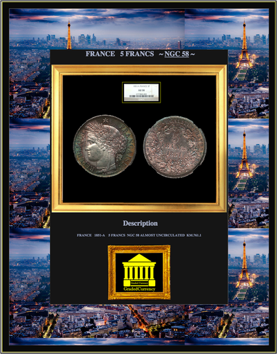 FRANCE   1851-A  5 francs  ~ NGC 58 ~ 5