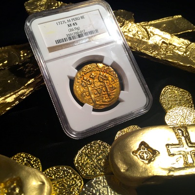 Peru 8 Escudos 1727 "Double Date" NGC 45 Only 2 Known 5