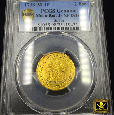 Spain 2 Escudos "1733 Fleet Shipwreck" 1733 PCGS XF 6