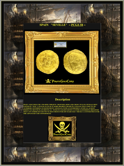 Spain 4 Escudos "King Philip II" 21556-98 PCGS 58 5