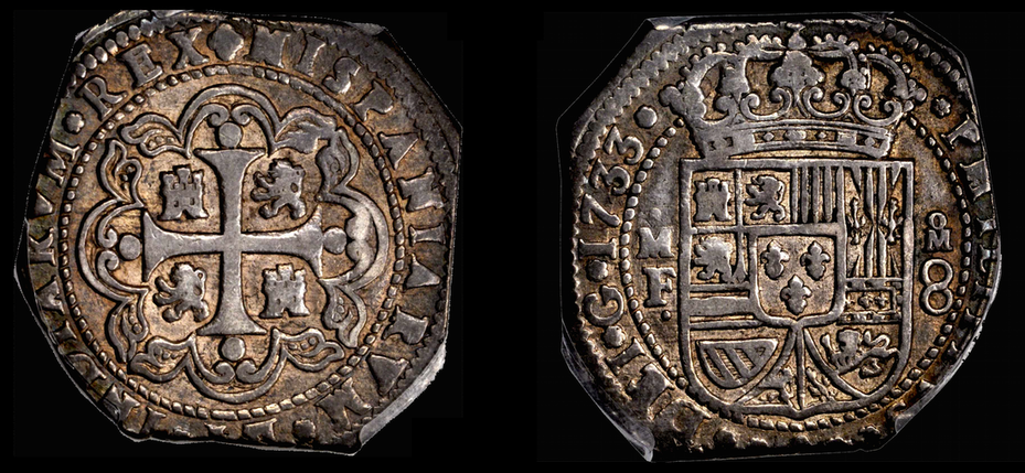MEXICO   1733  "KLIPPE"  8 REALES  ~ PCGS 35 ~
