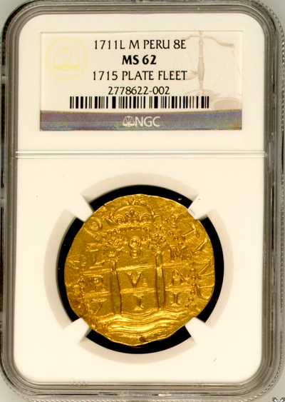 Peru 8 Escudos 1711 "1715 Plate Fleet" NGC 62 2