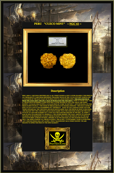 Peru 2 Escudos 1698 "1715 Plate Fleet Shipwreck" NGC 61 2