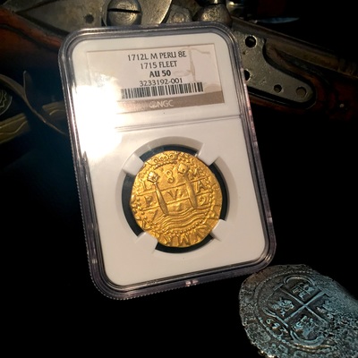 Peru 8 Escudos 1712 "1715 Plate Fleet" NGC 50 Double Date 10