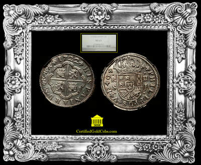 SPAIN  1722  KING PHILIP Vth  2 REALES  ~ NGC 63 ~ 3