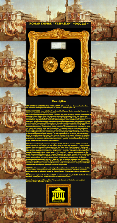ROMAN EMPIRE   "VESPASIAN"  69-79  "CAESAR"  COLOSSEUM  AV  AUREUS GOLD  ~ NGC FINE 3x2 ~ 4