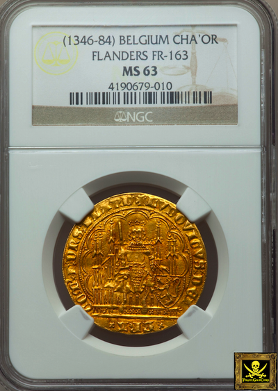 BELGIUM  1346-84  LOUIS de MALE CHAISE d'Or   ~ NGC 63 ~ 2