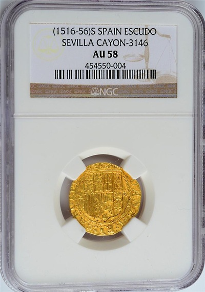 Spain 1 Escudo 1516 -1556 NGC 58 5