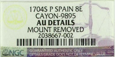 Spain 8 Escudos 1704 5