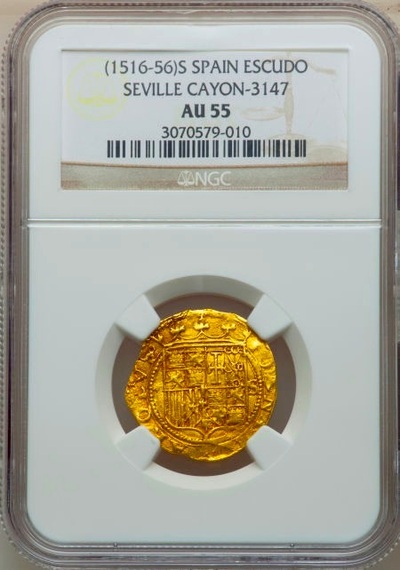 Spain 1 Escudo 1516 -1556 NGC 55 2