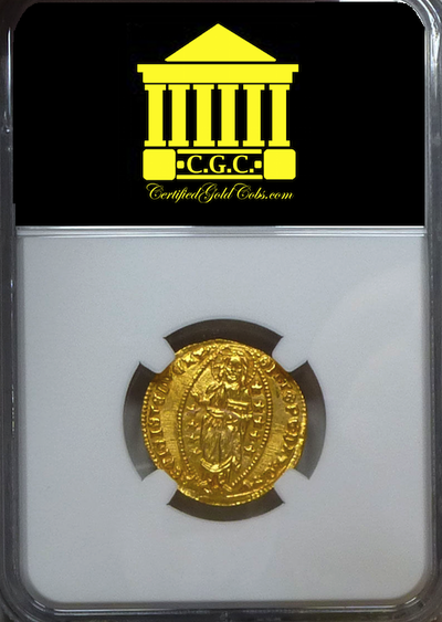 ITALY   1382-1400  GOLD  "JESUS CHRIST"  COIN  ~ NGC 64 MS ~ DUCAT 600+ YEARS OLD! 7
