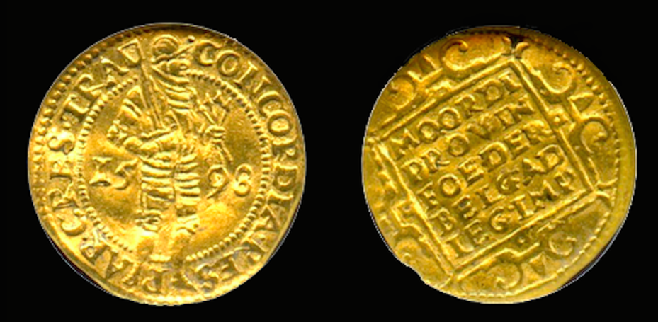 NETHERLANDS (DUTCH) GOLD DUCAT 1598 NGC 50 “SHIPWRECK"
