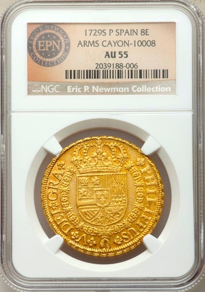 Spain 8 Escudos 1729 NGC 53 Only 1 Known 3