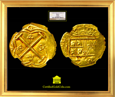 Colombia 2 Escudos 1628 NGC 62 4