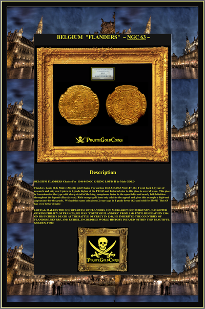 BELGIUM  1346-84  LOUIS de MALE CHAISE d'Or   ~ NGC 63 ~ 5