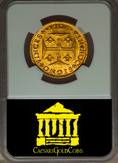 PORTUGAL 1706 GOLD 4000 REIS  ~ NGC 65 ~ FINEST KN.! "LISBON MINT" KING PEDRO II (PETER) - ONLY 3 GRADED 6