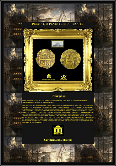 Peru 8 Escudos 1712 "1715 Plate Fleet" NGC 55 Double Date 4