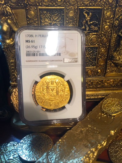 Peru 8 Escudos 1708 "1715 Fleet" NGC 61 Only 5 Known 6