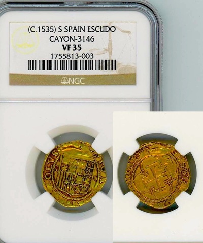 Spain 1 Escudo 1535 NGC 35 4