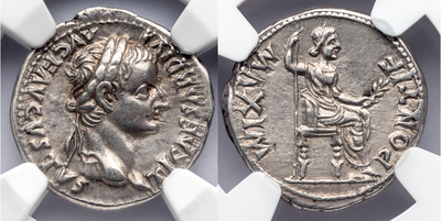 ROMAN EMPIRE “VESPASIAN & EAGLE” 69-79AD  DENARIUS SILVER COIN  ~ NGC CH XF 5X4 ~ 3