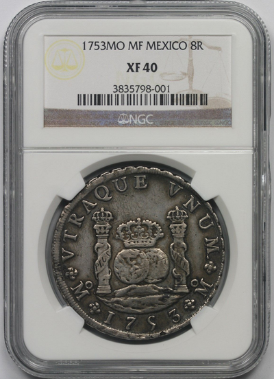 MEXICO  1753  "PILLAR DOLLAR"  8 REALES   ~ NGC 40 ~ 2