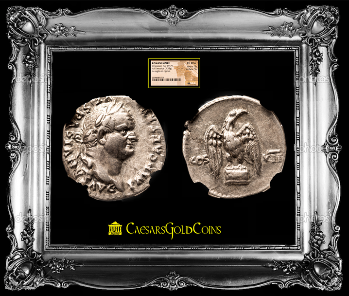 ROMAN EMPIRE "VESPASIAN" 69-79 AD "CAESAR" COLOSSEUM AV DENARIUS ~ NGC CH XF 5x5 ~