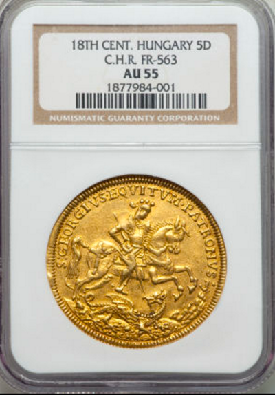 HUNGARY  5 DUCAT  "KNIGHT SLAYING DRAGON"   ~ NGC 55 ~ 4