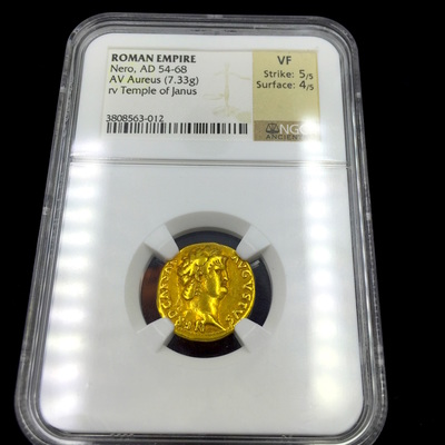 ROMAN EMPIRE  "NERO"  54-68 AD  ~ NGC VF 5x4 ~ "TEMPLE OF JANUS" 2