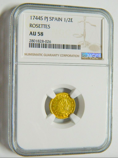 Spain 1/2 Escudo "Rosette" Variety NGC 58 Finest of 5 Known 4