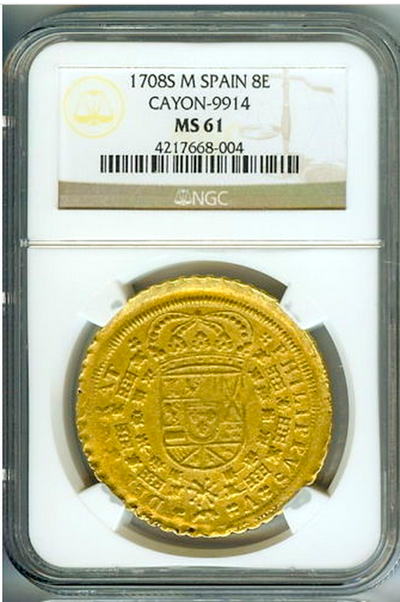 Spain 8 Escudos 1708 NGC 61 7