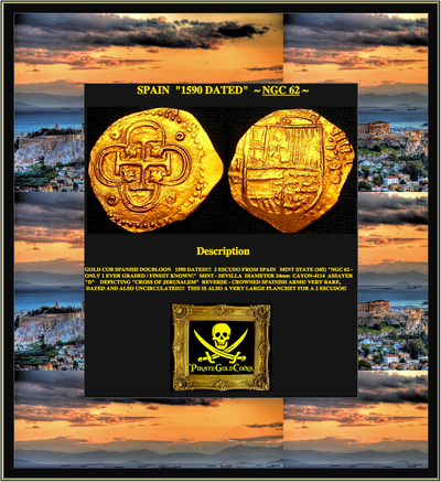 Spain 2 Escudos 1590 "Dated" NGC 62 Finest and Only 1 Known 3