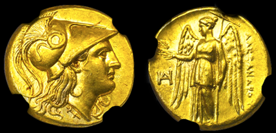 Kingdom of Macedon “Alexander III the Great” Gold Stater “Lifetime- Fine Style” ~ NGC Ch AU 5x4 ~ ! 5