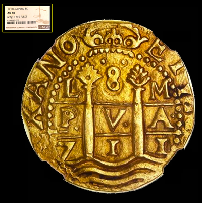 Peru 8 Escudos 1711 "1715 Plate Fleet" NGC 58 3