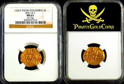 Colombia 2 Escudos 1667 "1681 Fleet Portobelo" NGC 61 5