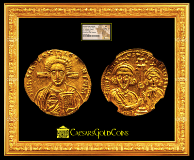 BYZANTINE EMPIRE JUSTINIAN II YOUTHFUL JESUS CHRIST AD 705-711 GOLD COIN ~ NGC MS 4x4 ~ 3