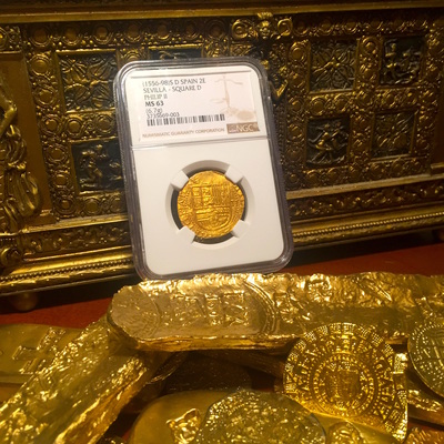 Spain 2 Escudos 1556-98 "Philip II" NGC 63 Finest Known 3