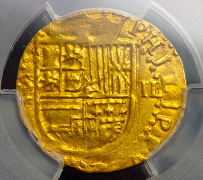 Spain 2 Escudos 1556-98 PCGS 62 Finest Known 6