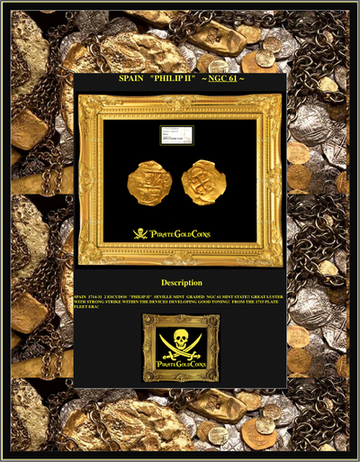 Spain 2 Escudos 1714-31 "Philip II" NGC 61 5