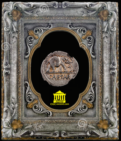 ROMAN IMPERATORIAL "CAESAR"  44BC AR DENARIUS ~ NGC CH XF 4/5 ~ ELEPHANT SILVER COIN 2