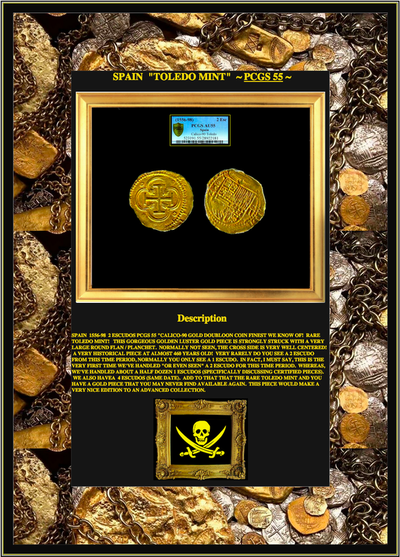 Spain 2 Escudos 1556-98 PCGS 55 Toledo Mint 4