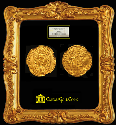 ITALY  1343-54   "JESUS CHRIST"  ~ NGC 58 ~  DUCAT  650+ YEARS OLD! 3